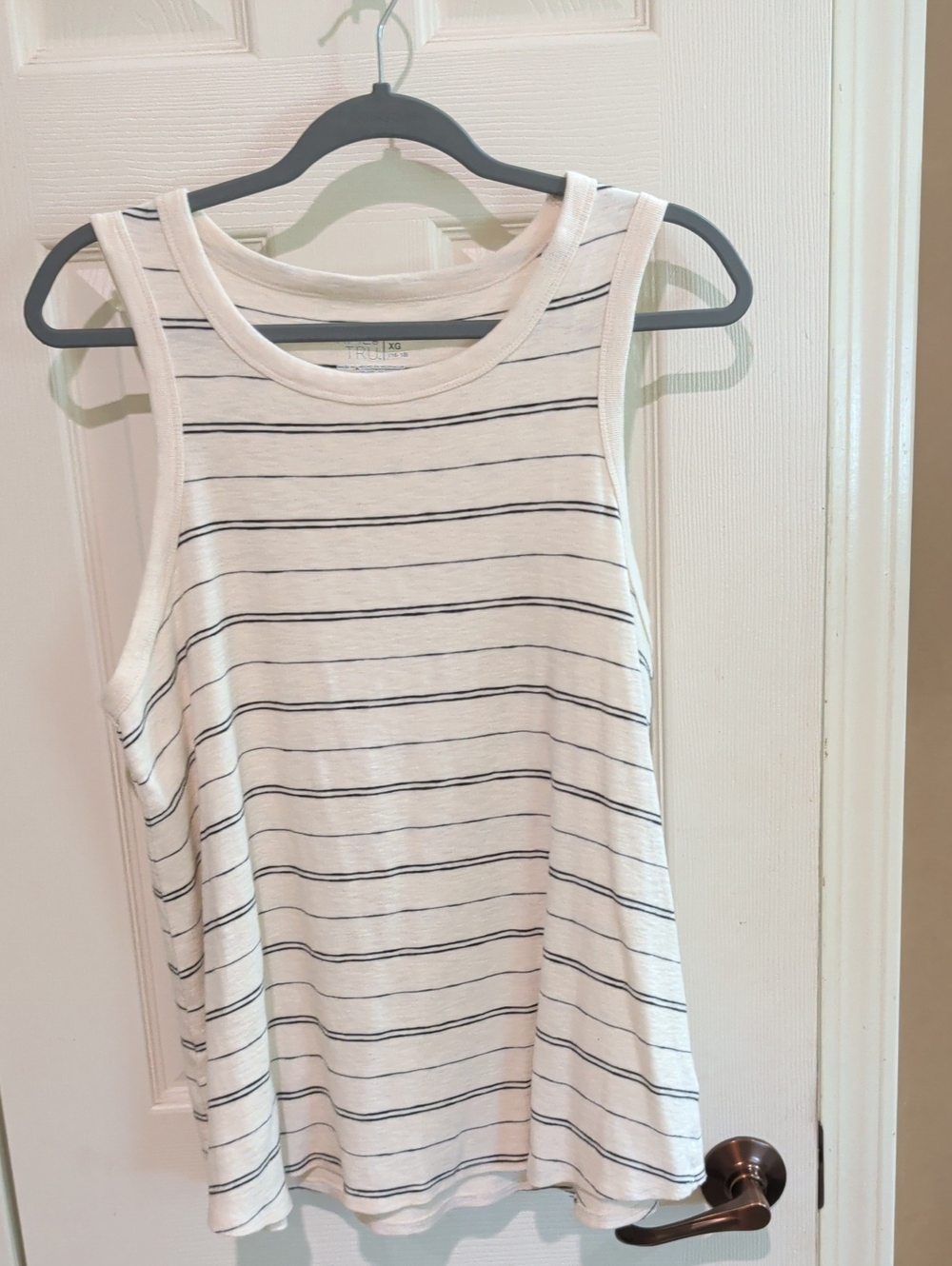 Time and Tru White Tank Top with Black Stripes